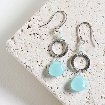 Blue Chalcedony Silver Earrings