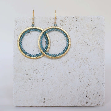 Tarnish-Resistant Gold Plating London Blue Quartz Gemstone Earrings