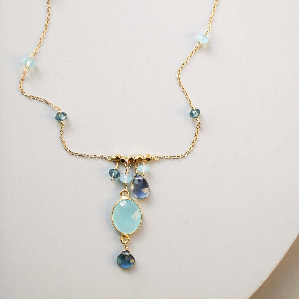 Blue Chalcedony Gemstone Pendant Necklace
