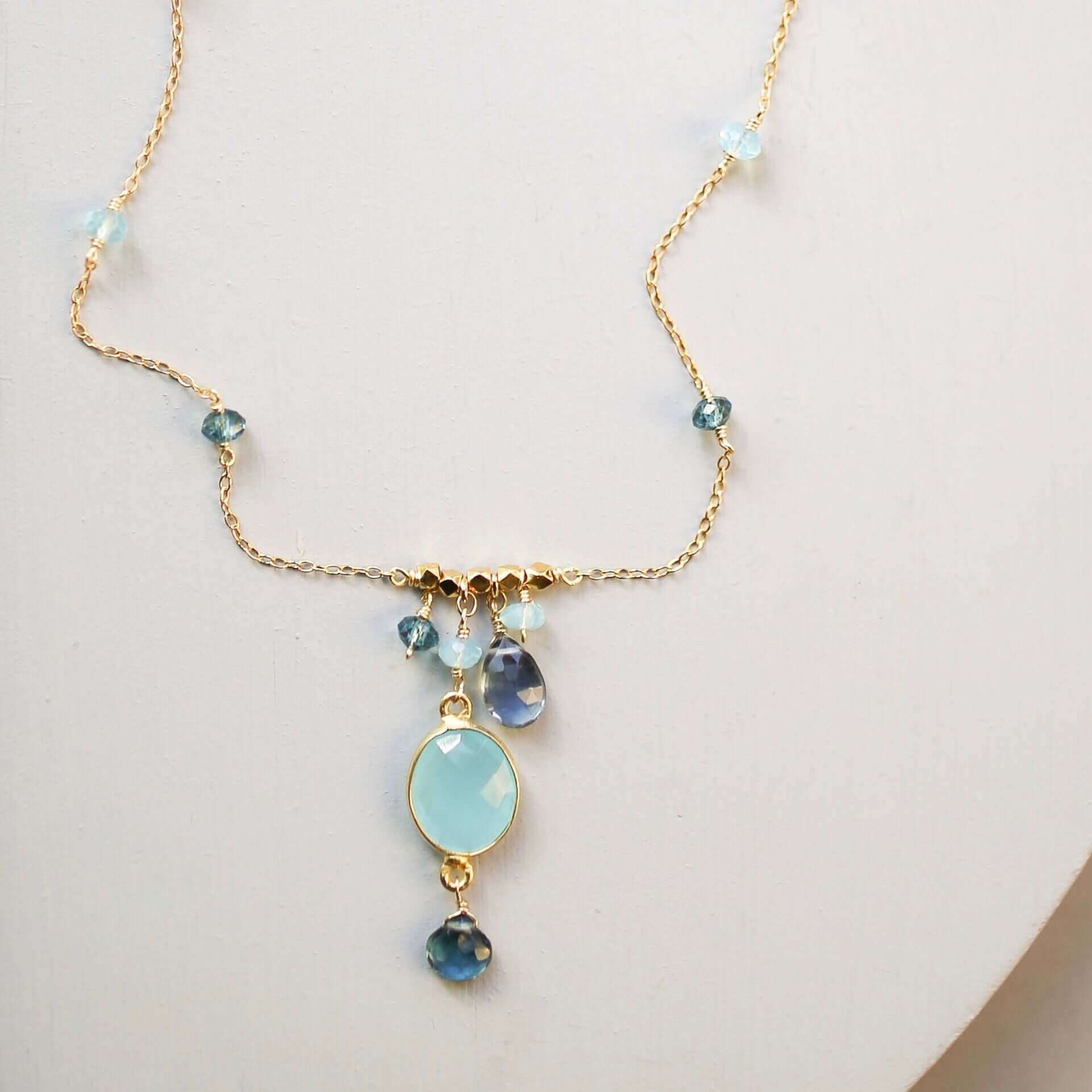 Blue Chalcedony Gemstone Pendant Necklace