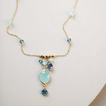 Blue Chalcedony Gemstone Pendant Necklace