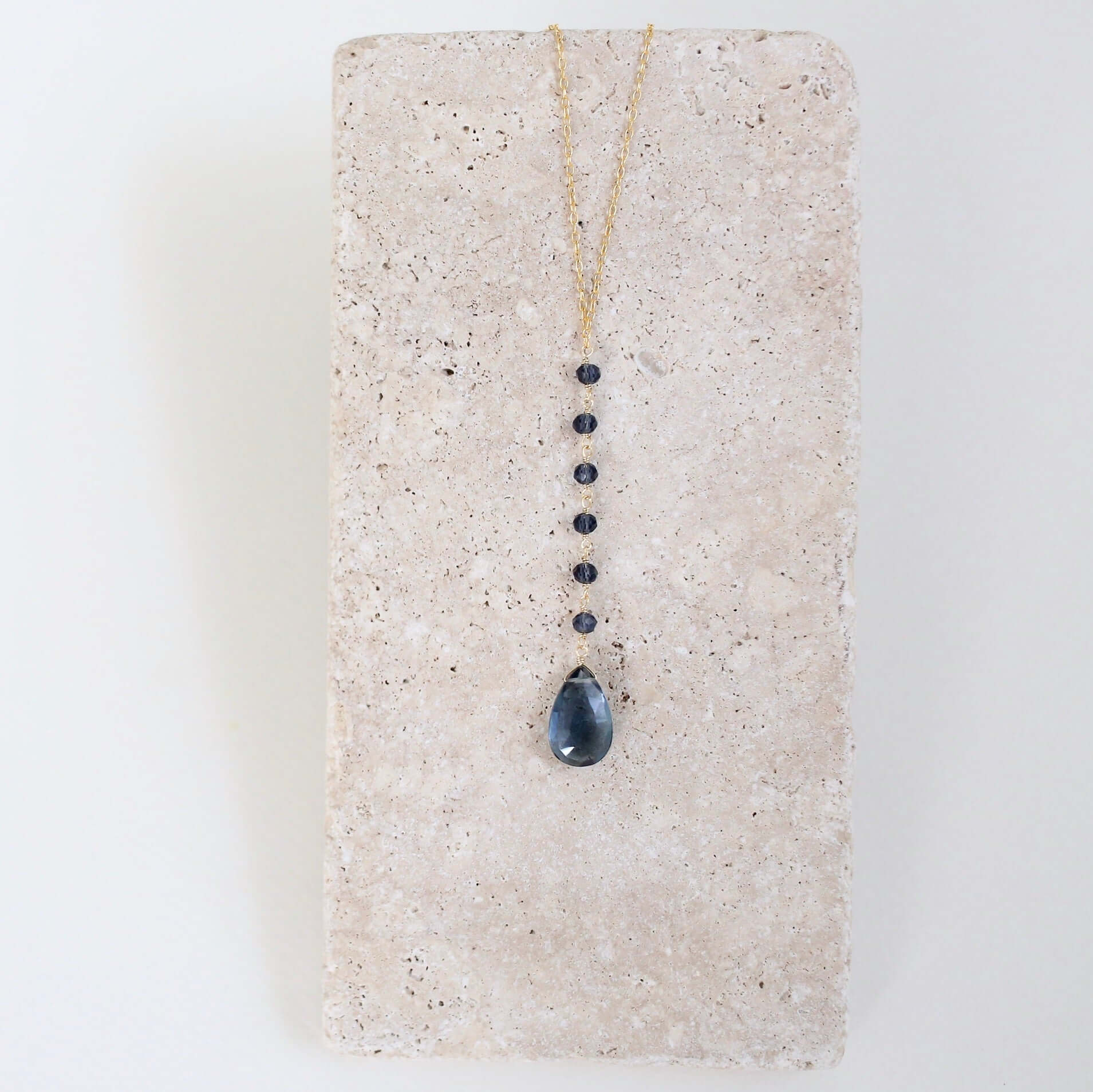 Gold Minimalist Iolite Pendant Necklace for Everyday Glam