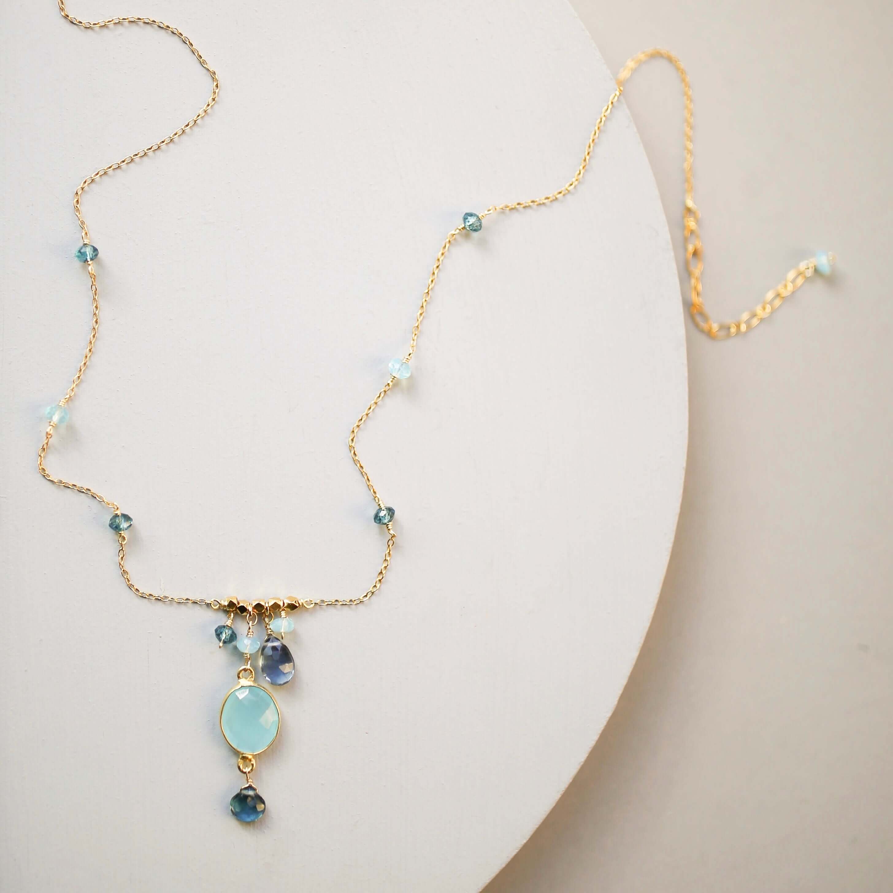 Blue Chalcedony Gemstone Pendant Necklace