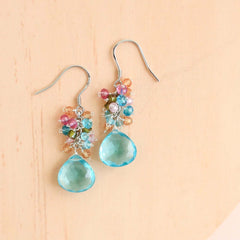 Aquamarine Blue Quartz Silver Drop Earrings