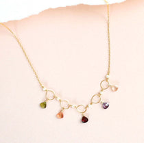 Adjustable Rainbow Gemstone Gold  Chain Necklace