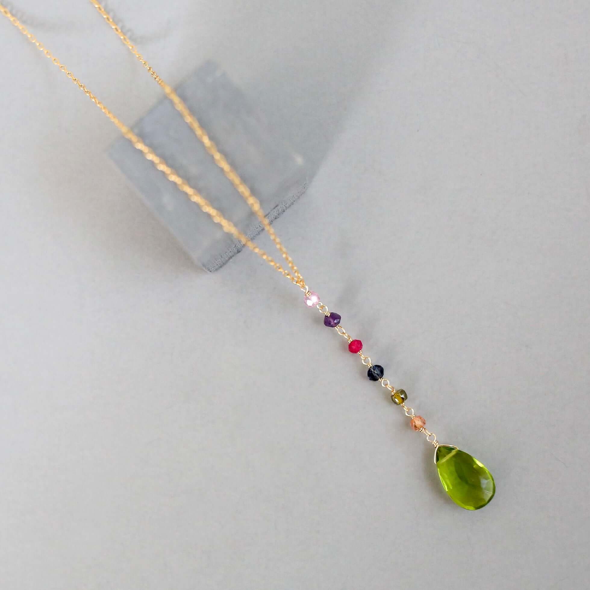 14k Gold Plated Yoga Pendant with Periodt Quartz Gemstone