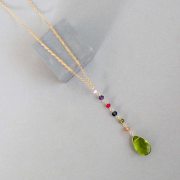 14k Gold Plated Yoga Pendant with Periodt Quartz Gemstone