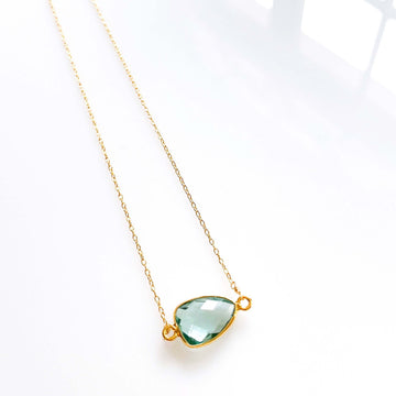 Minimalist Gold Necklaces with Bezel-Set Green Amethyst Stone