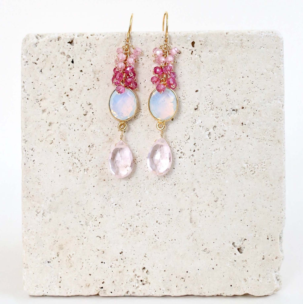 Pink Quartz and Opal Quartz Earrings