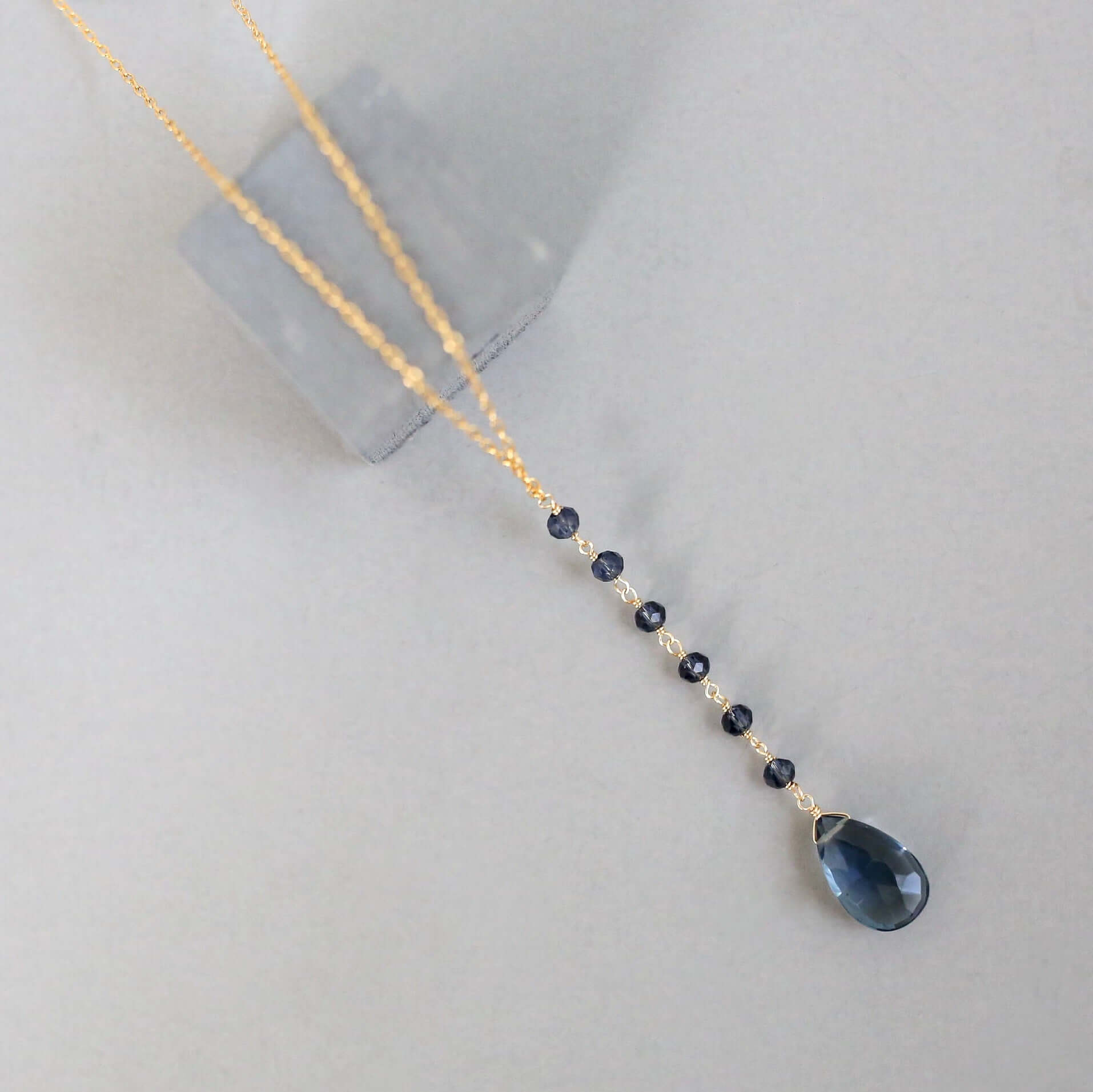 14k Gold Plated Yoga Pendant with Lolite Gemstone