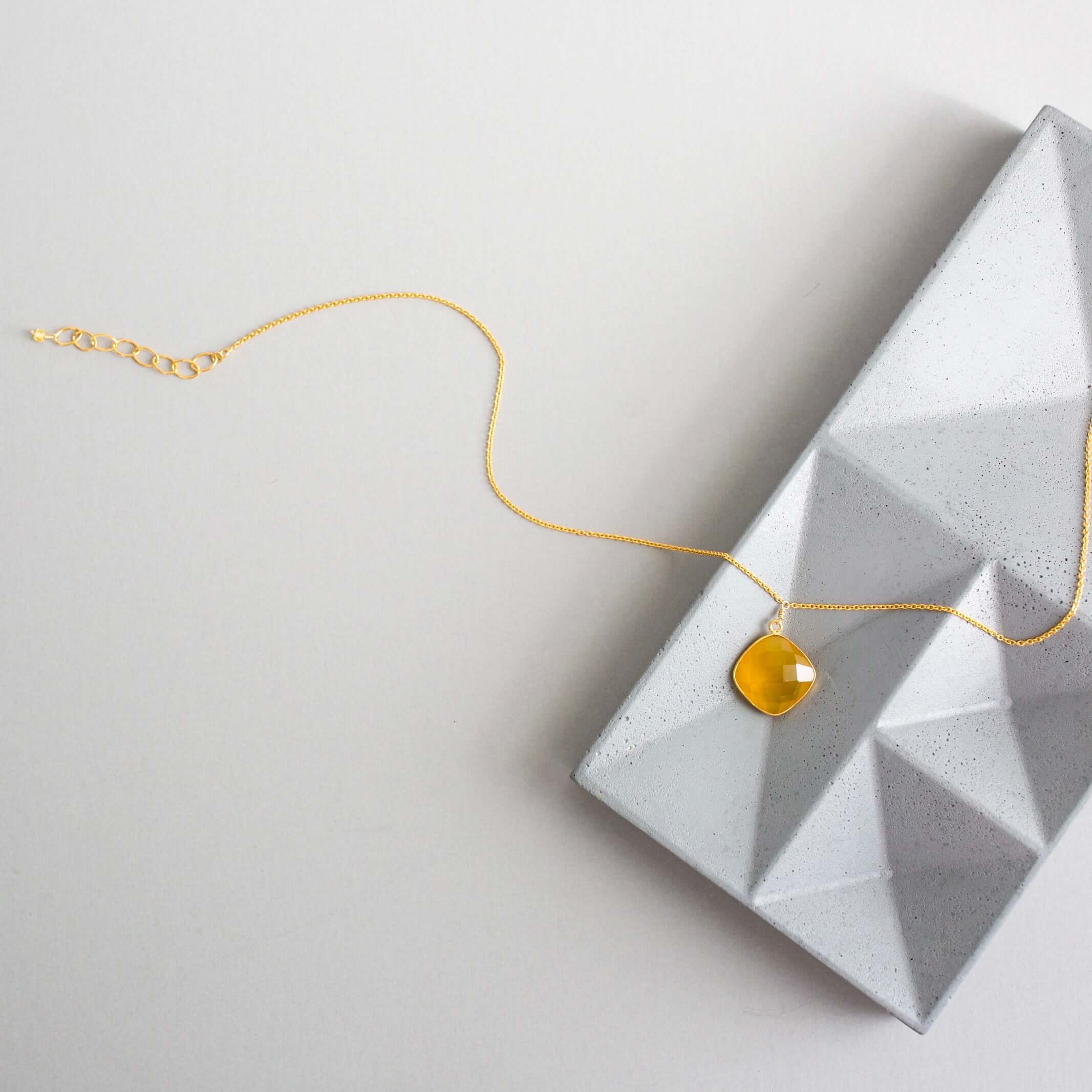 Yellow Bezel-Set Gemstone Gold Necklace 