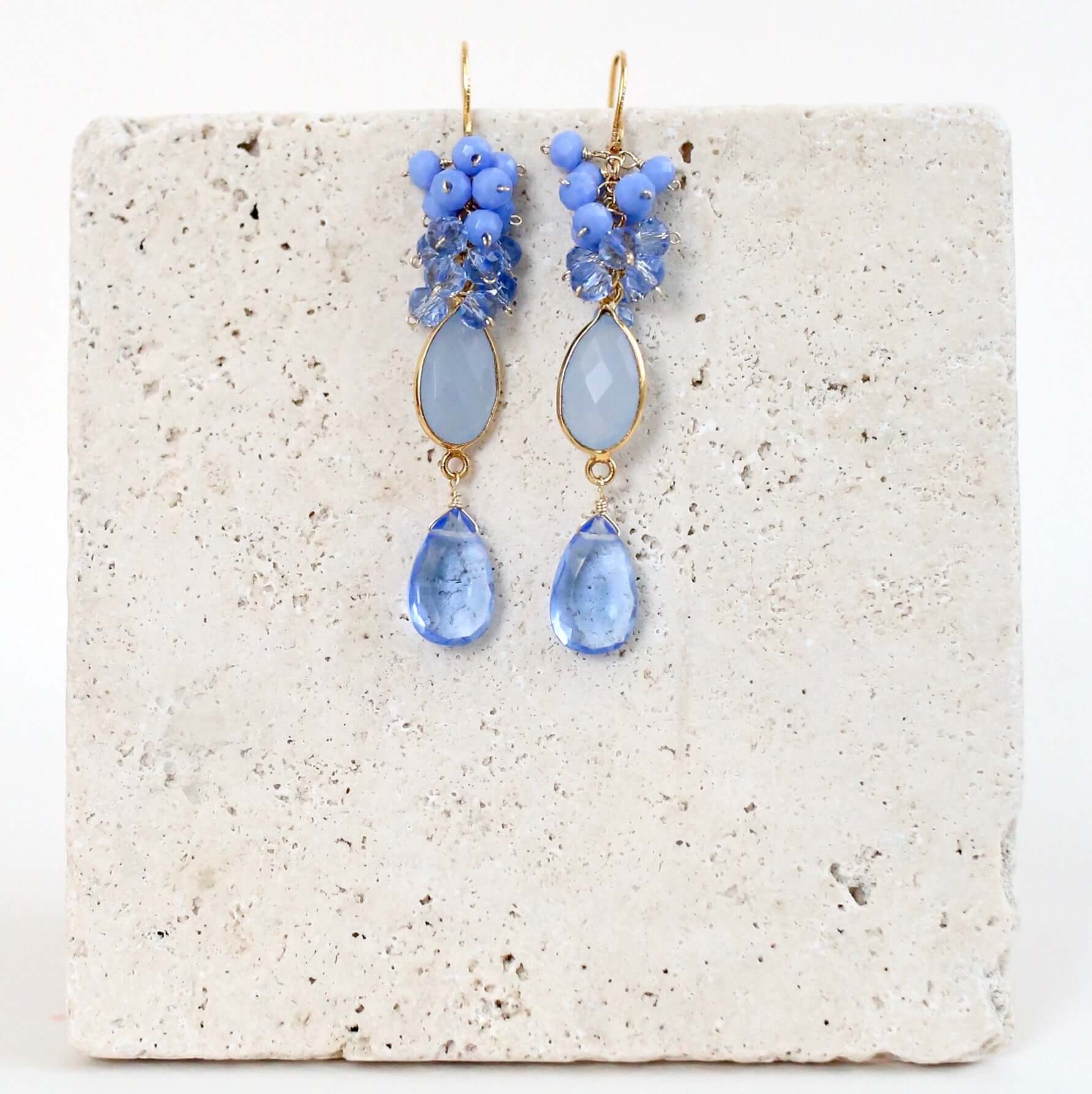 Blue Chalcedony Statement Earrings