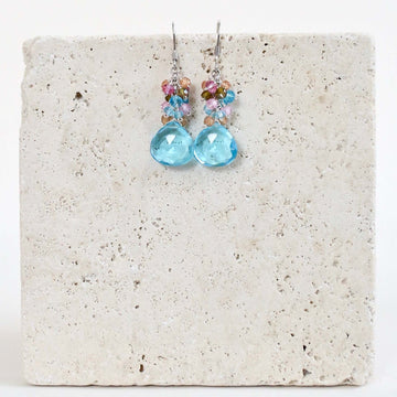 Aquamarine Blue Quartz Silver Drop Earrings