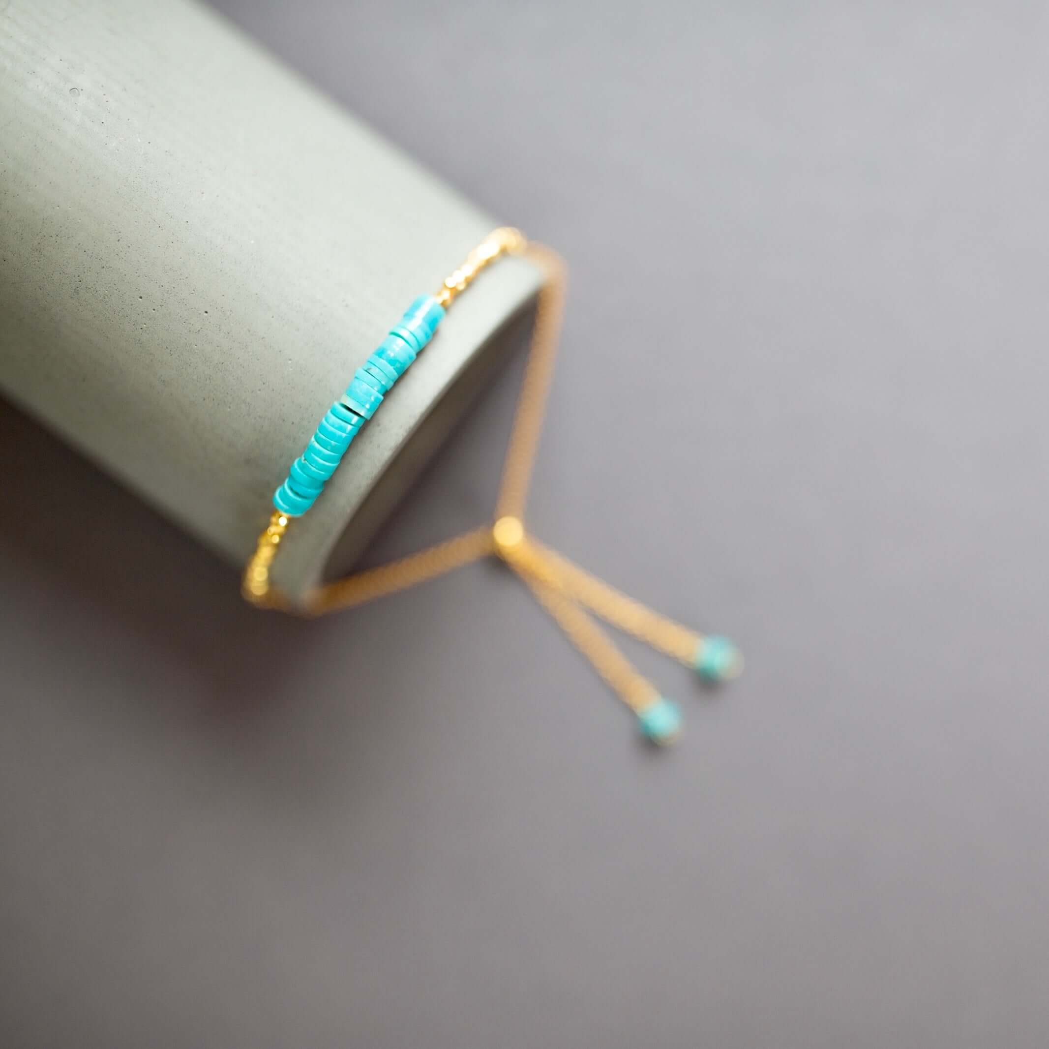 Turquoise Adjustable Gold Bracelet
