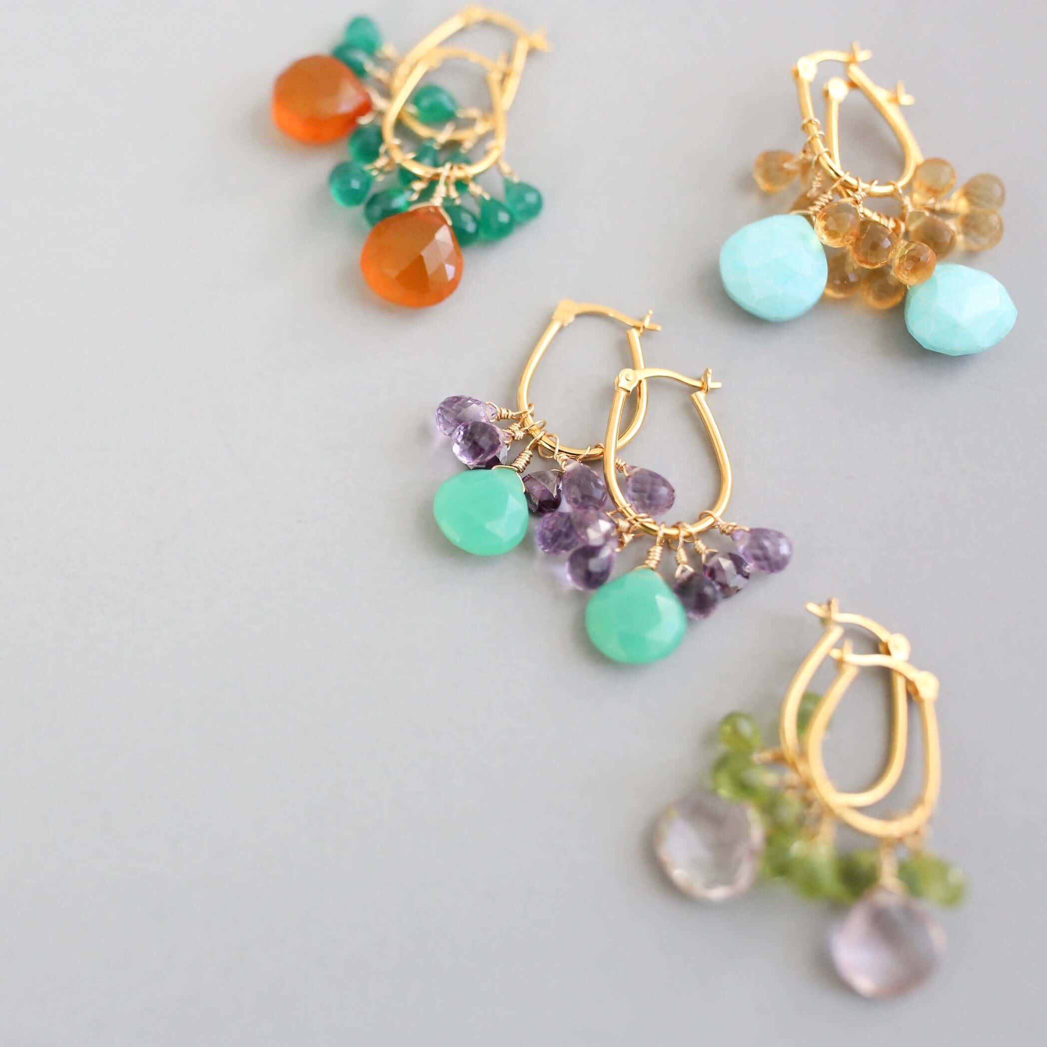 Colorful Earrings with Gemstones
