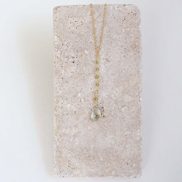 Gold Yoga Pendant with Green Amethyst Gemstones Necklace