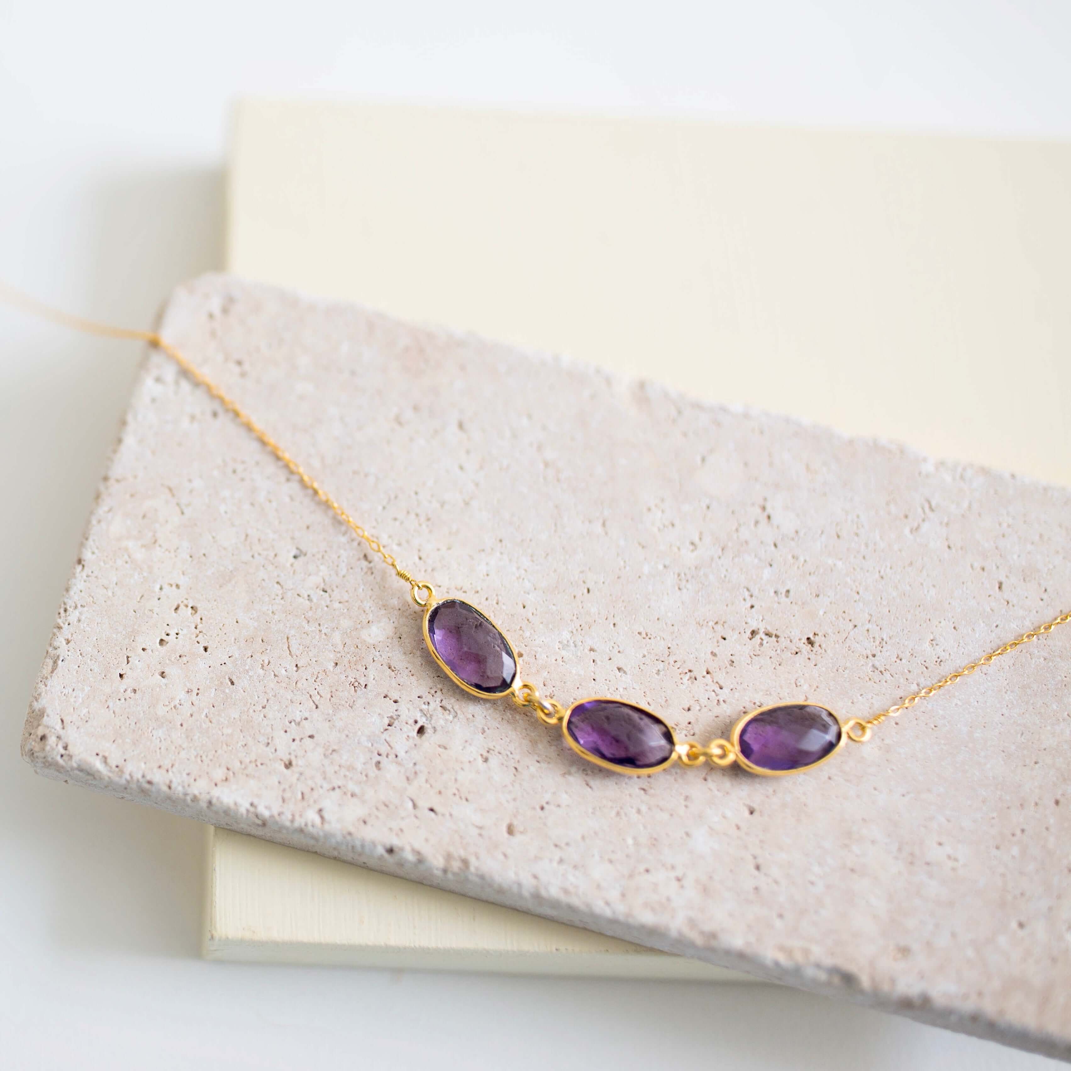 Purple Amethyst Gold Necklace
