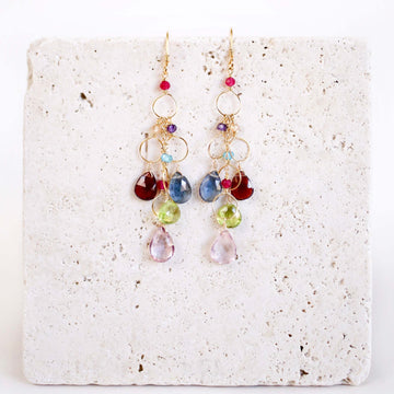 Colorful gemstone chandelier earrings