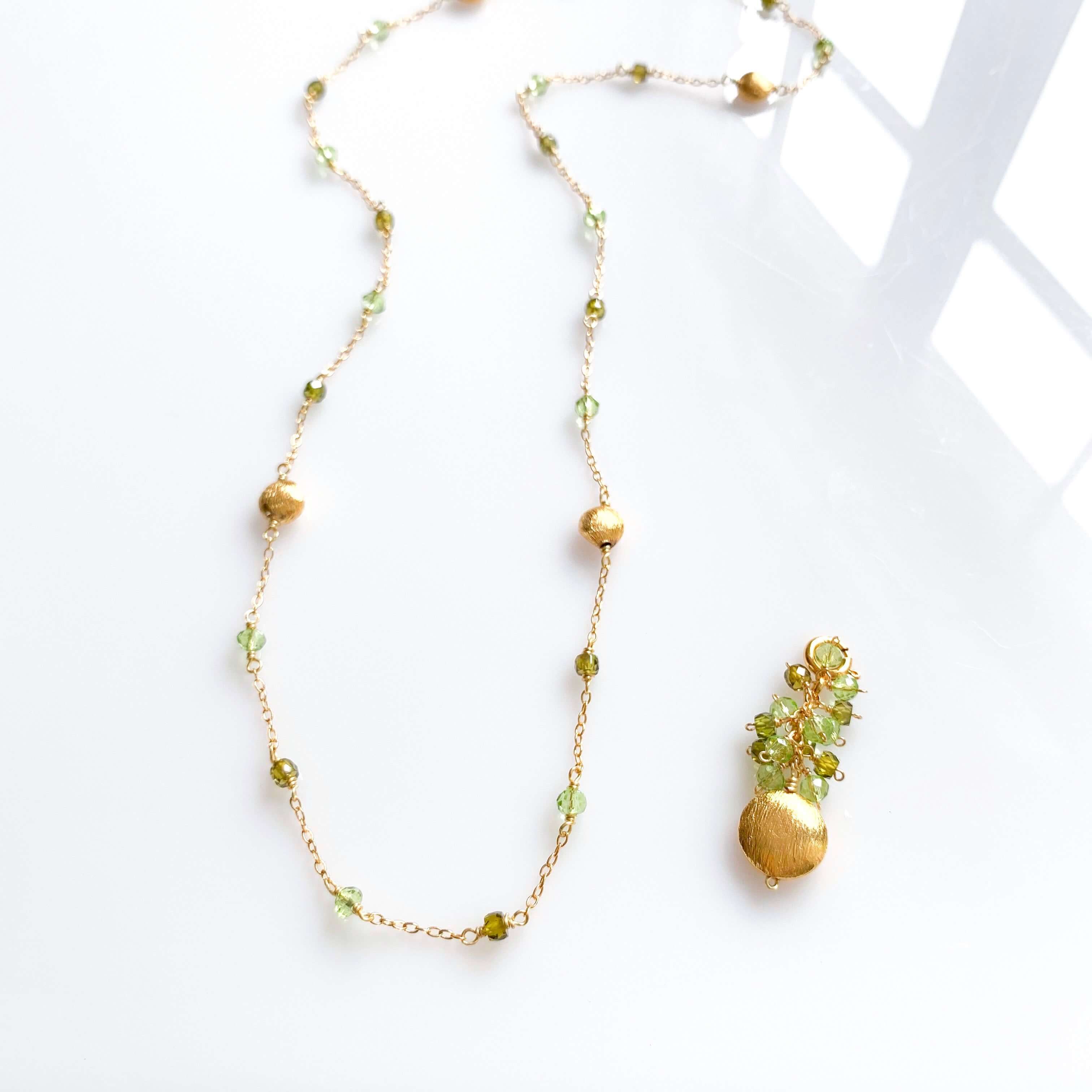 Convertible Gemstone Necklace with Peridot and Green Amethyst