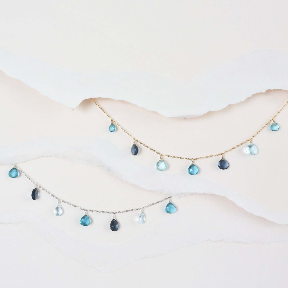 Aquamarine and Iolite Gemstone Necklace