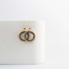 Black Spinel Small Gemstone Circle Earrings