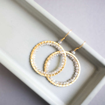 Luxurious Gold Earrings with authentic Labradorite Gemstones