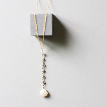 White Chalcedony gemstone Yoga pendant with  labrodite accent stones Necklace