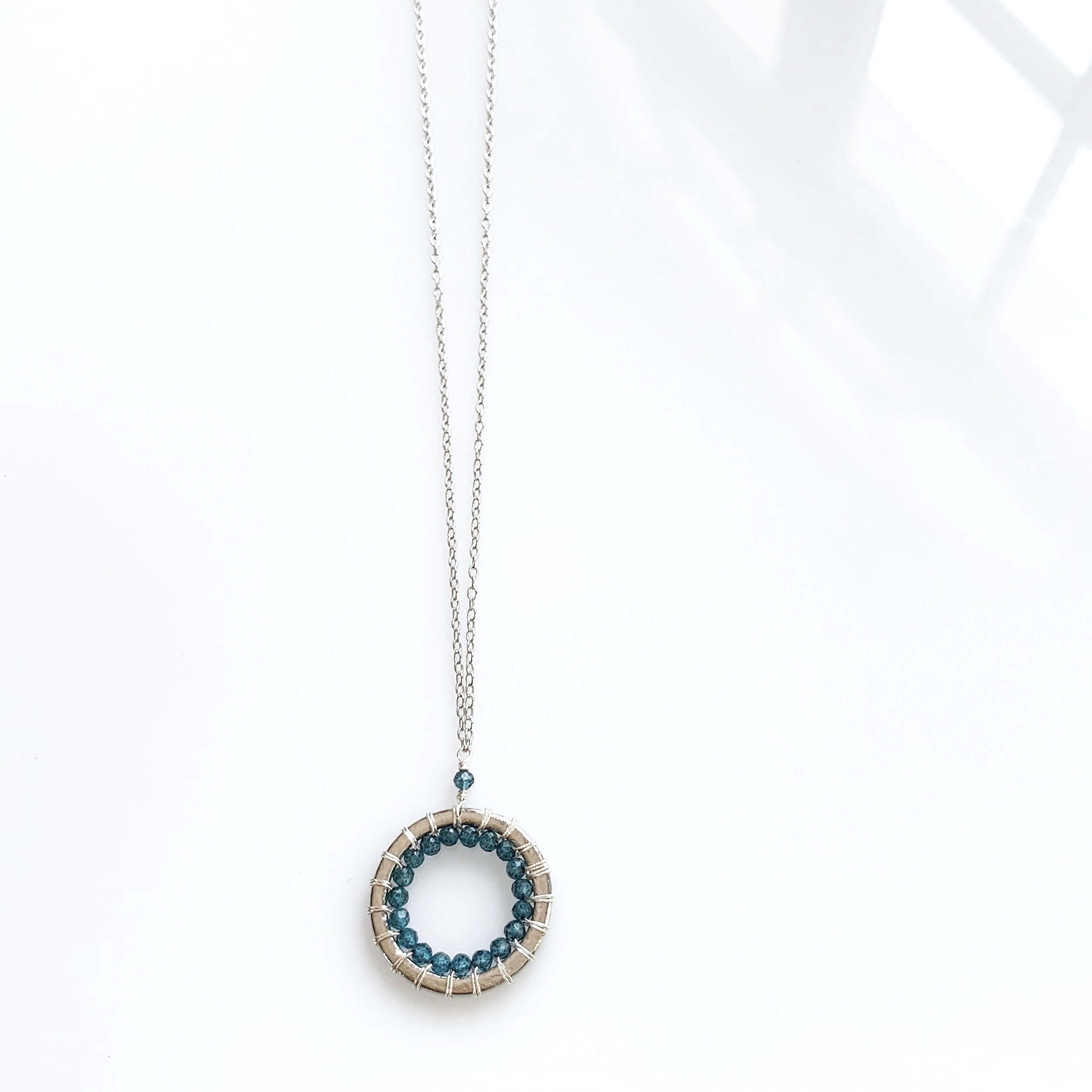 Silver Mini Mason Circle Pendant Necklaces