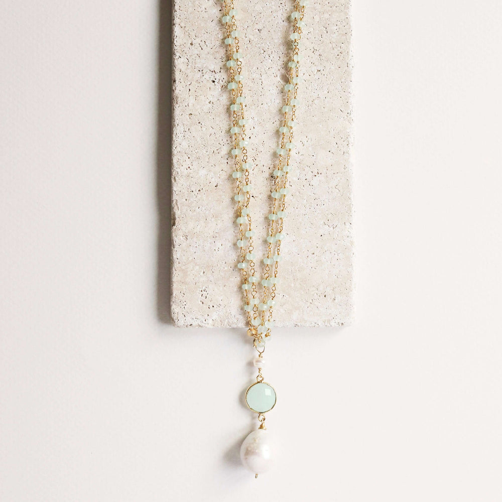 Long Gemstone Baroque Pearl Necklace