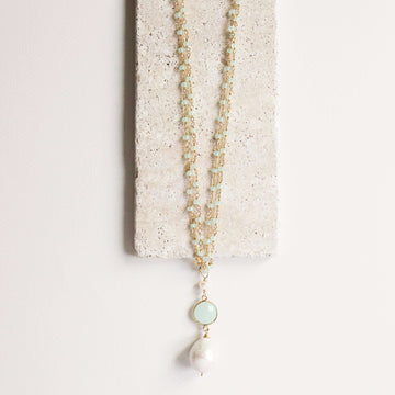 Long Gemstone Baroque Pearl Necklace