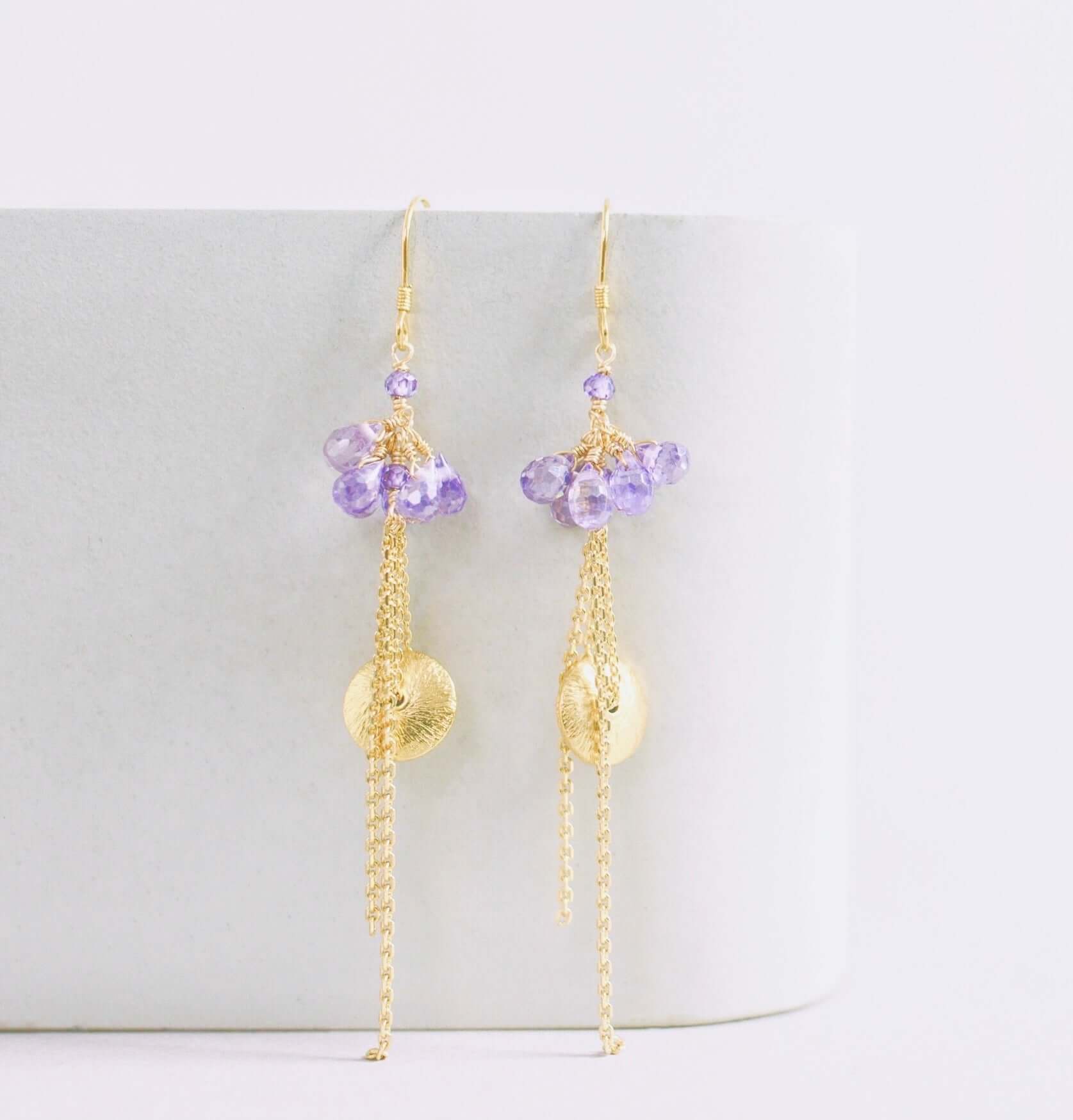 Beautiful Amethyst Gold Earrings