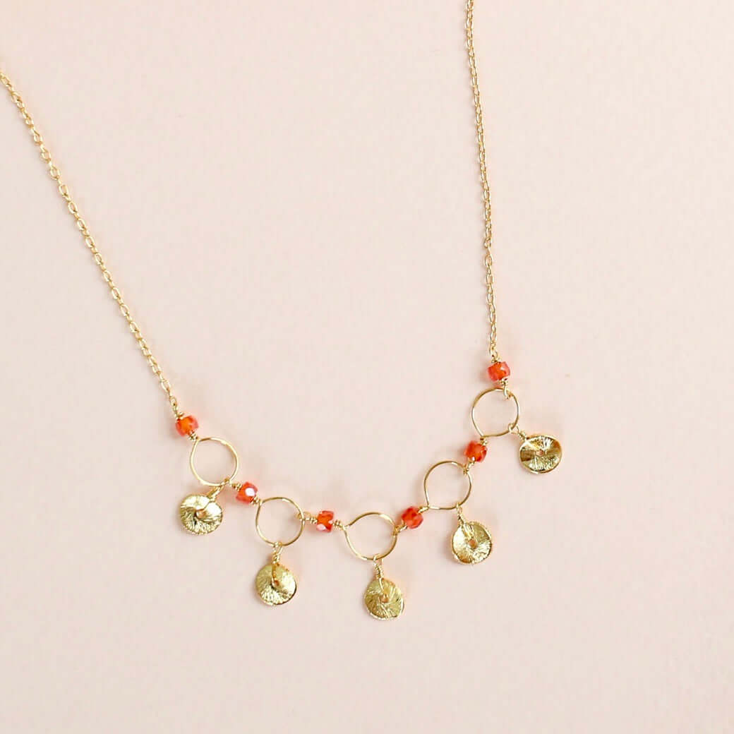 Orange Chalcedony Gold Necklace