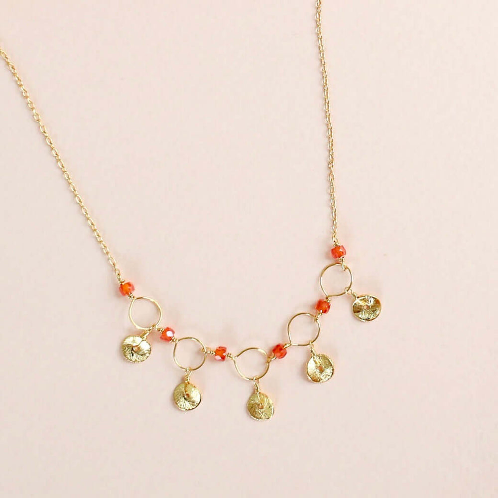 Orange Chalcedony Gold Necklace