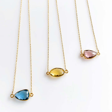 Minimalist Gold Necklaces with Bezel-Set Stones