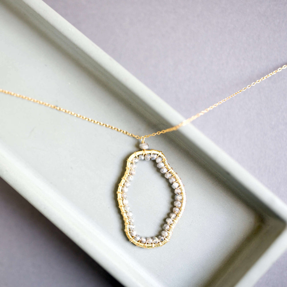 Artisan Crafted: Labradorite Gemstone Gold Pendant.