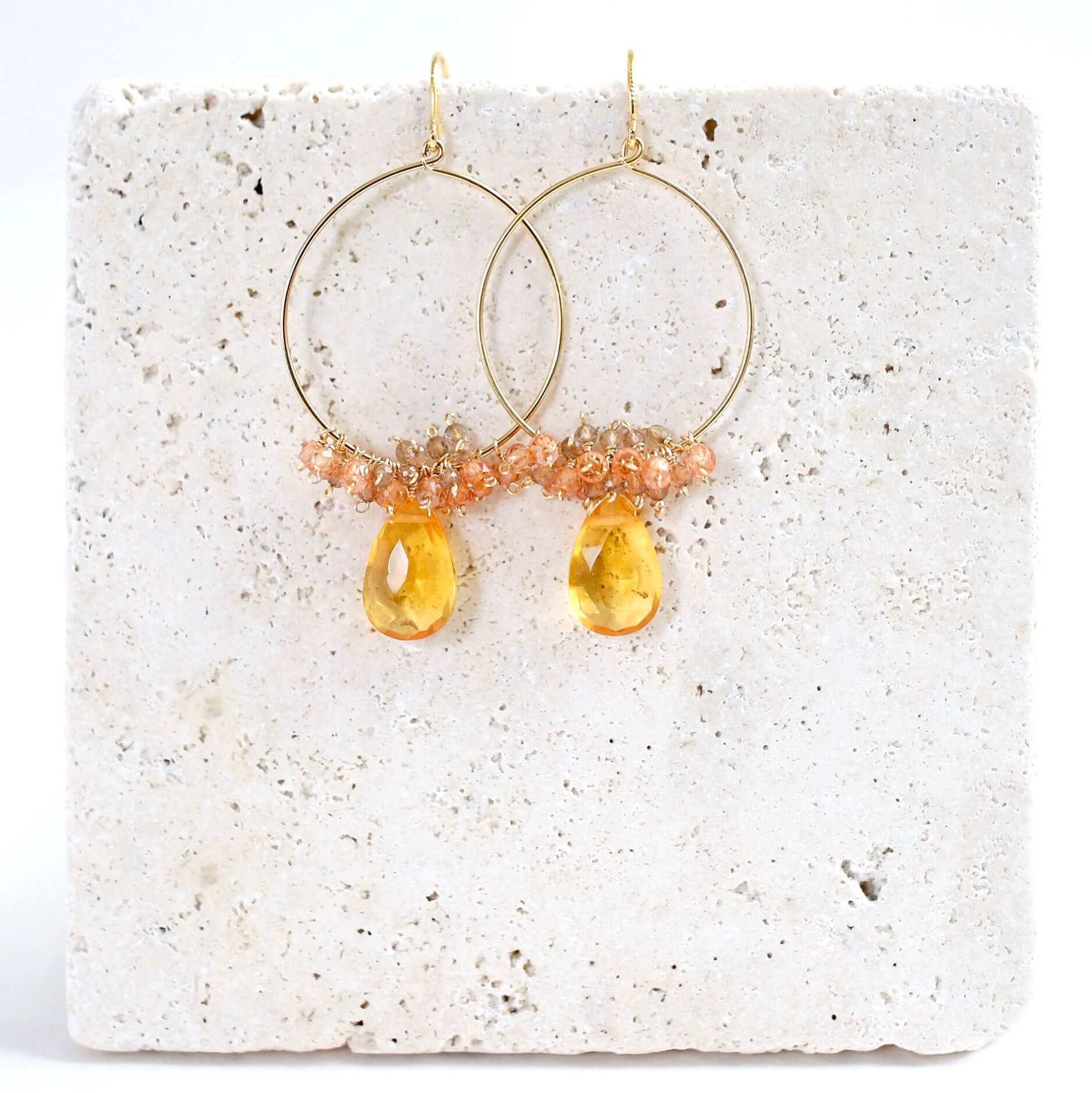 Easy-to-Wear Swing Earrings with Citrine Gemstone Charms