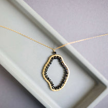 Black Spinel Gold Pendant Necklace