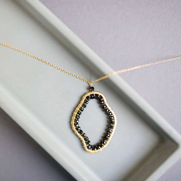 Black Spinel Gold Pendant Necklace