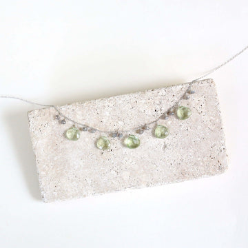 Sparkling Green Amethyst & Labradorite Gems on a Rhodium-Plated Necklace