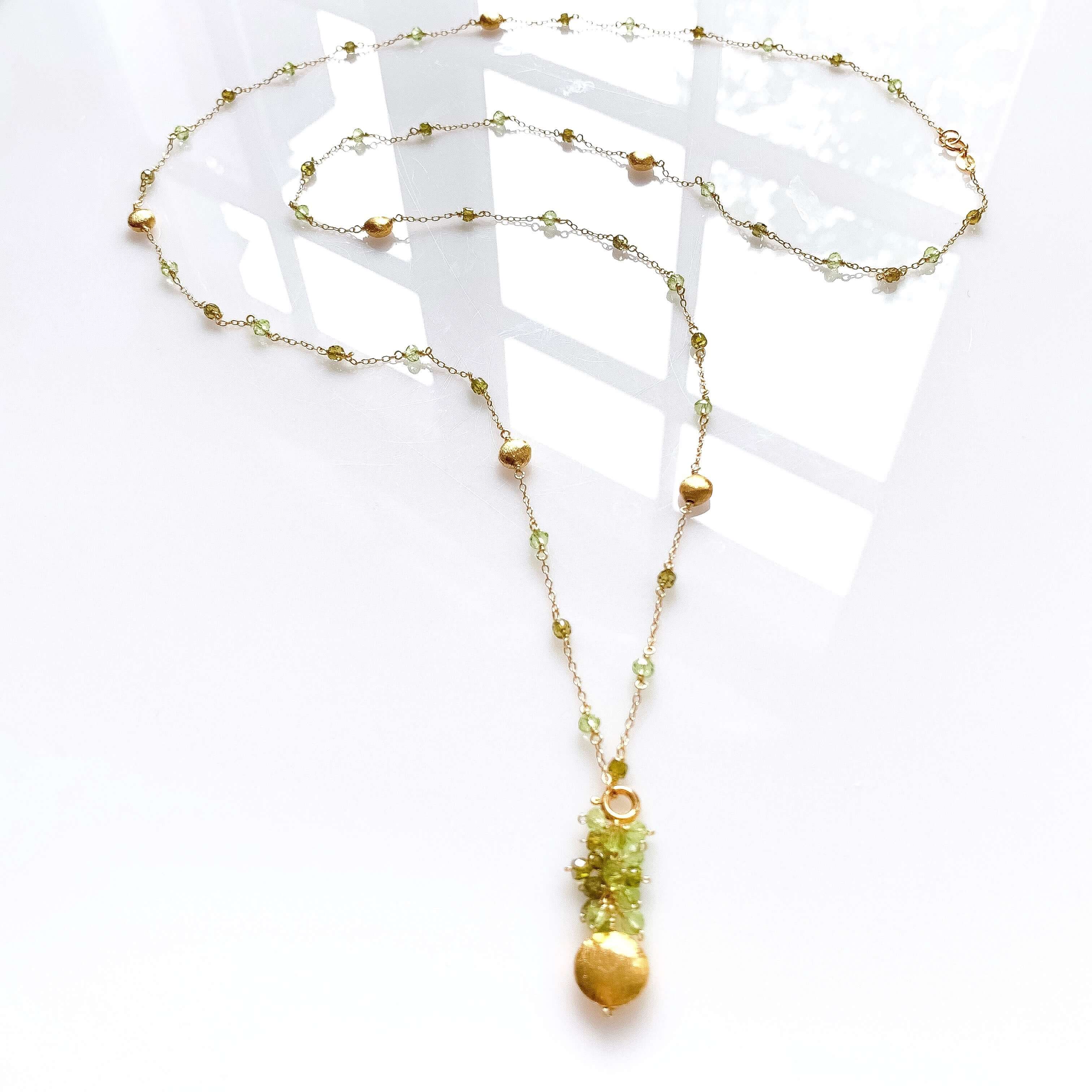 Convertible Gemstone Necklace with Peridot and Green Amethyst