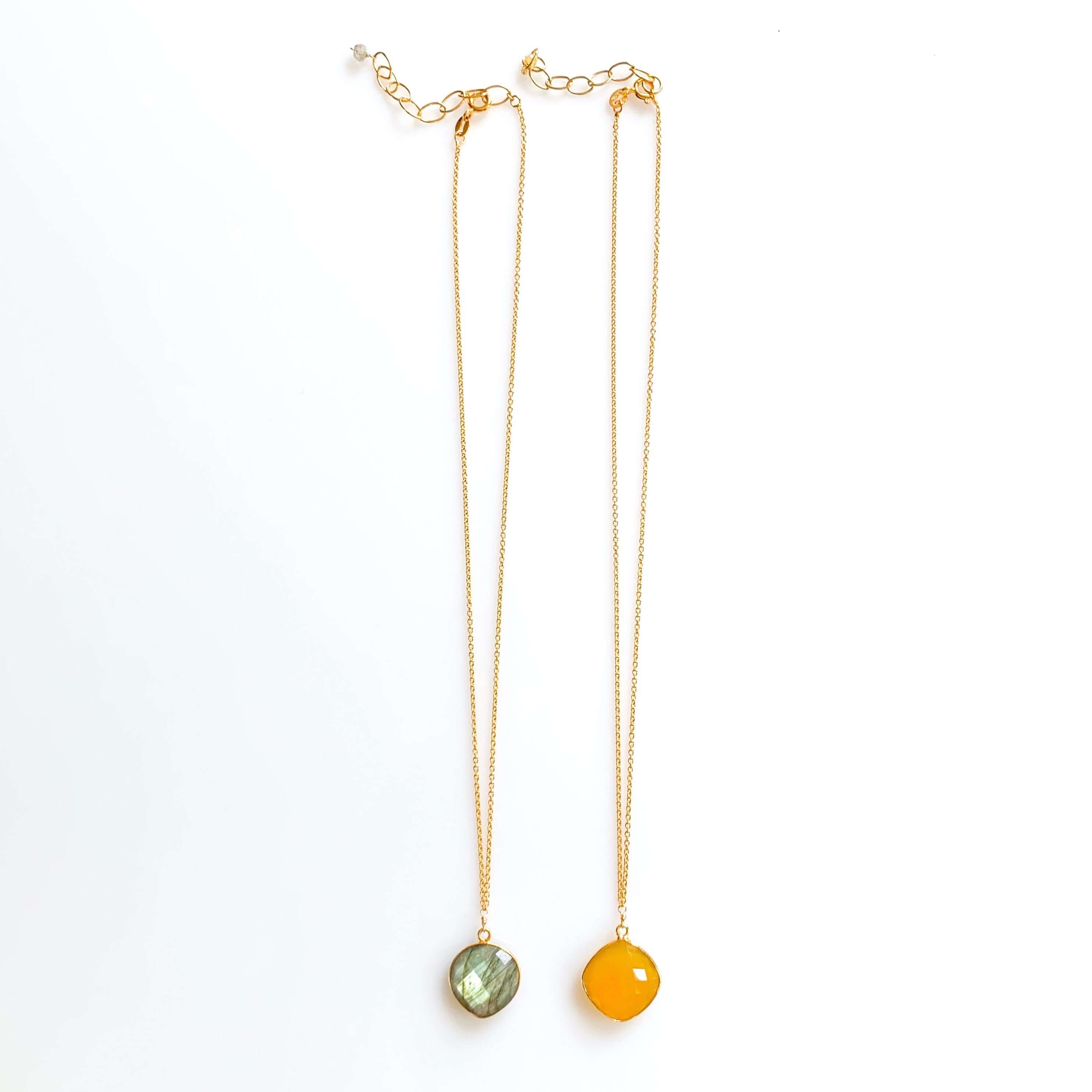 Colorful Bezel-Set Gemstone Gold Necklace