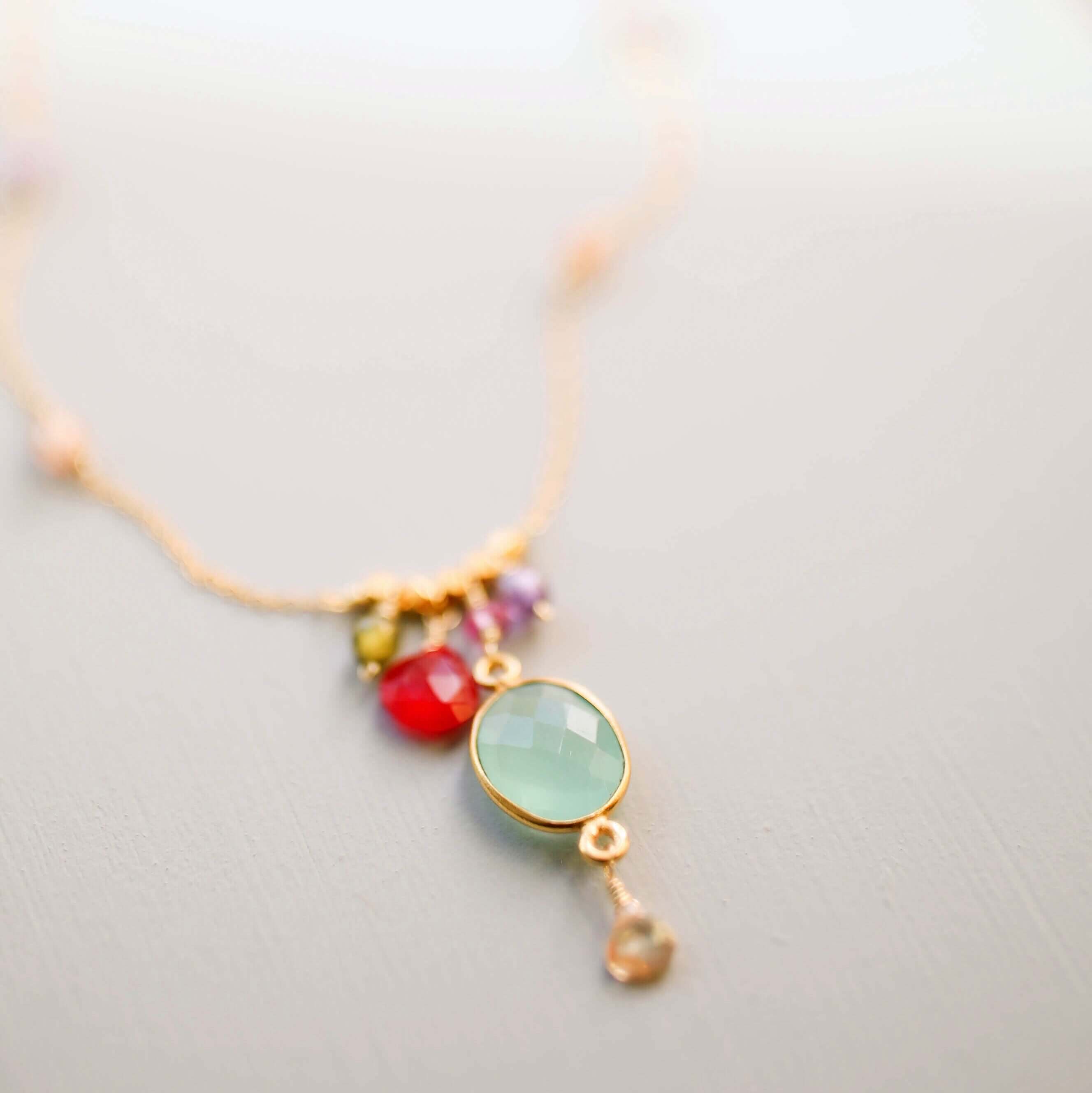 Multi Color Gold Gemstone Necklace