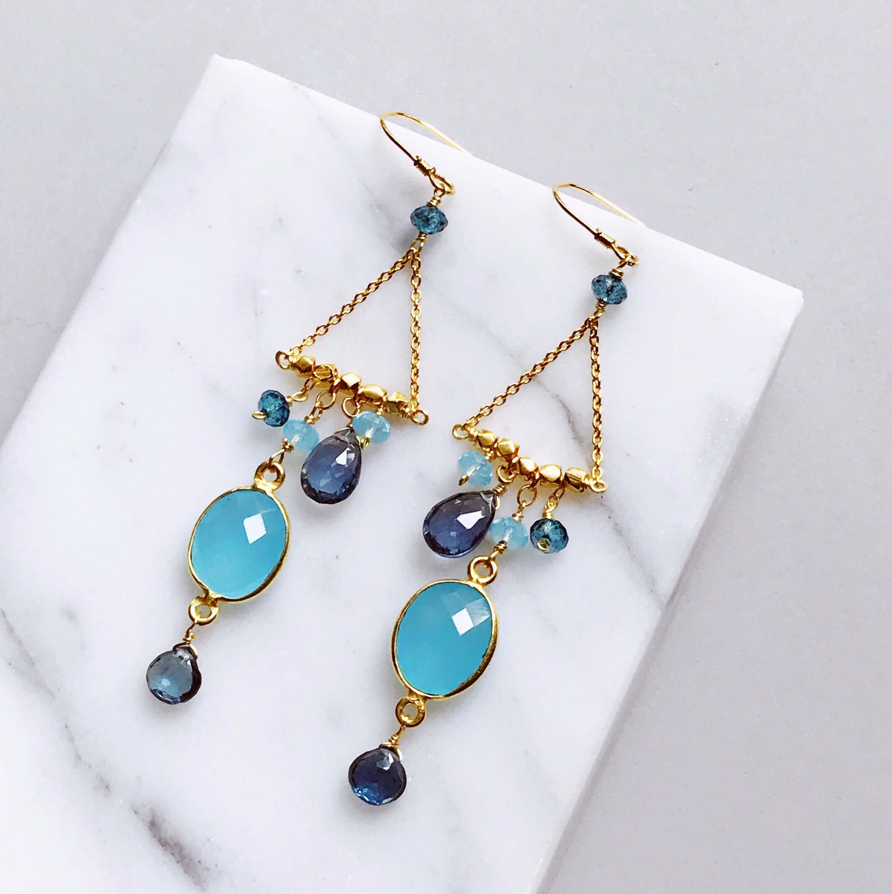 Blue Chalcedony Drop Earrings