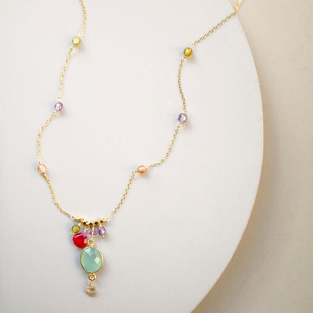 Multi Color Gold Gemstone Necklace