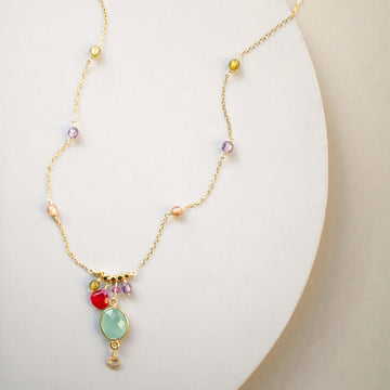 Multi Color Gold Gemstone Necklace