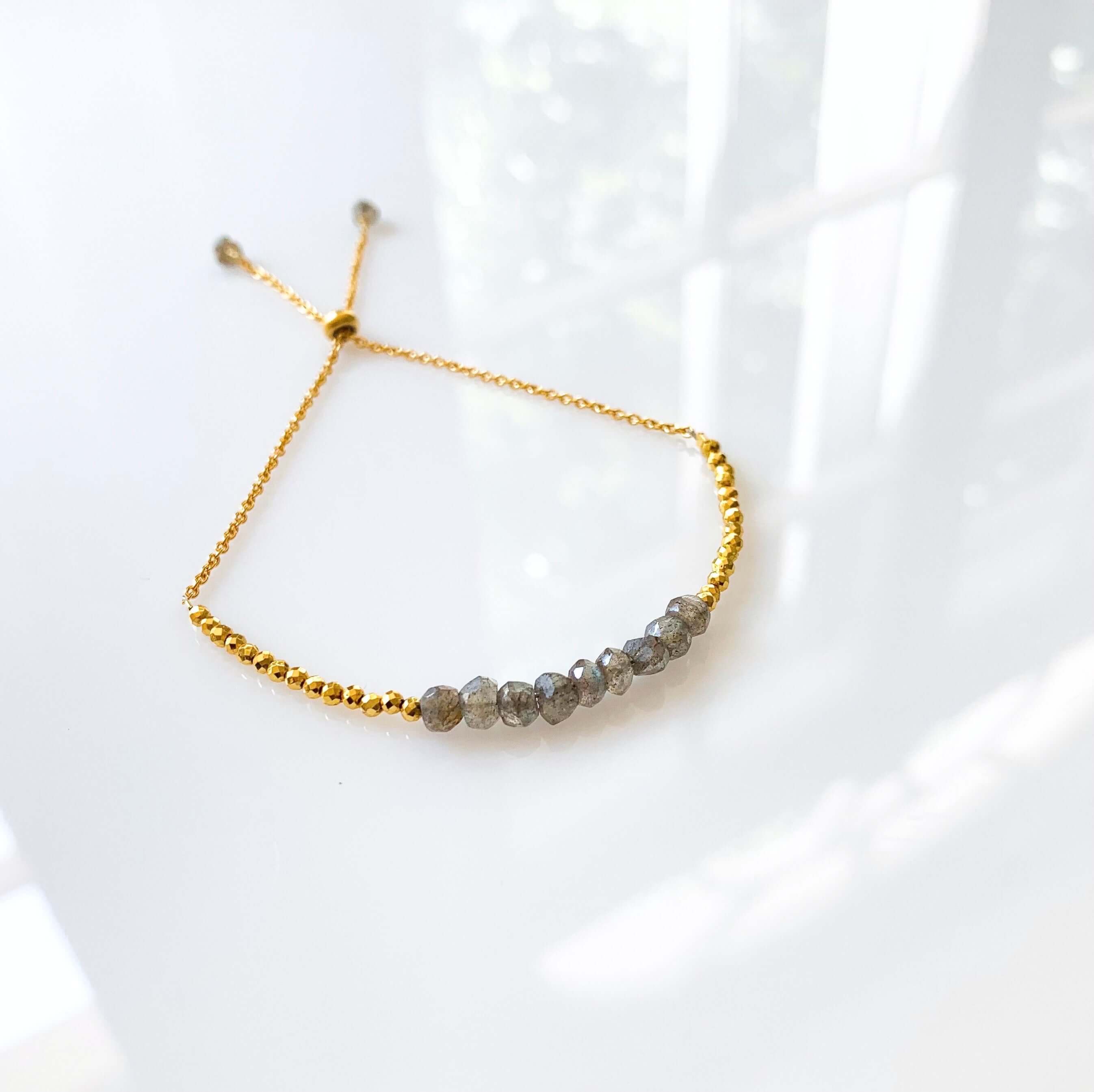 Adjustable Slider Bracelet with Labradorite Gems