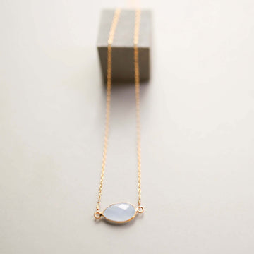 Blue Chalcedony Gold Minimalist Pendant Necklace