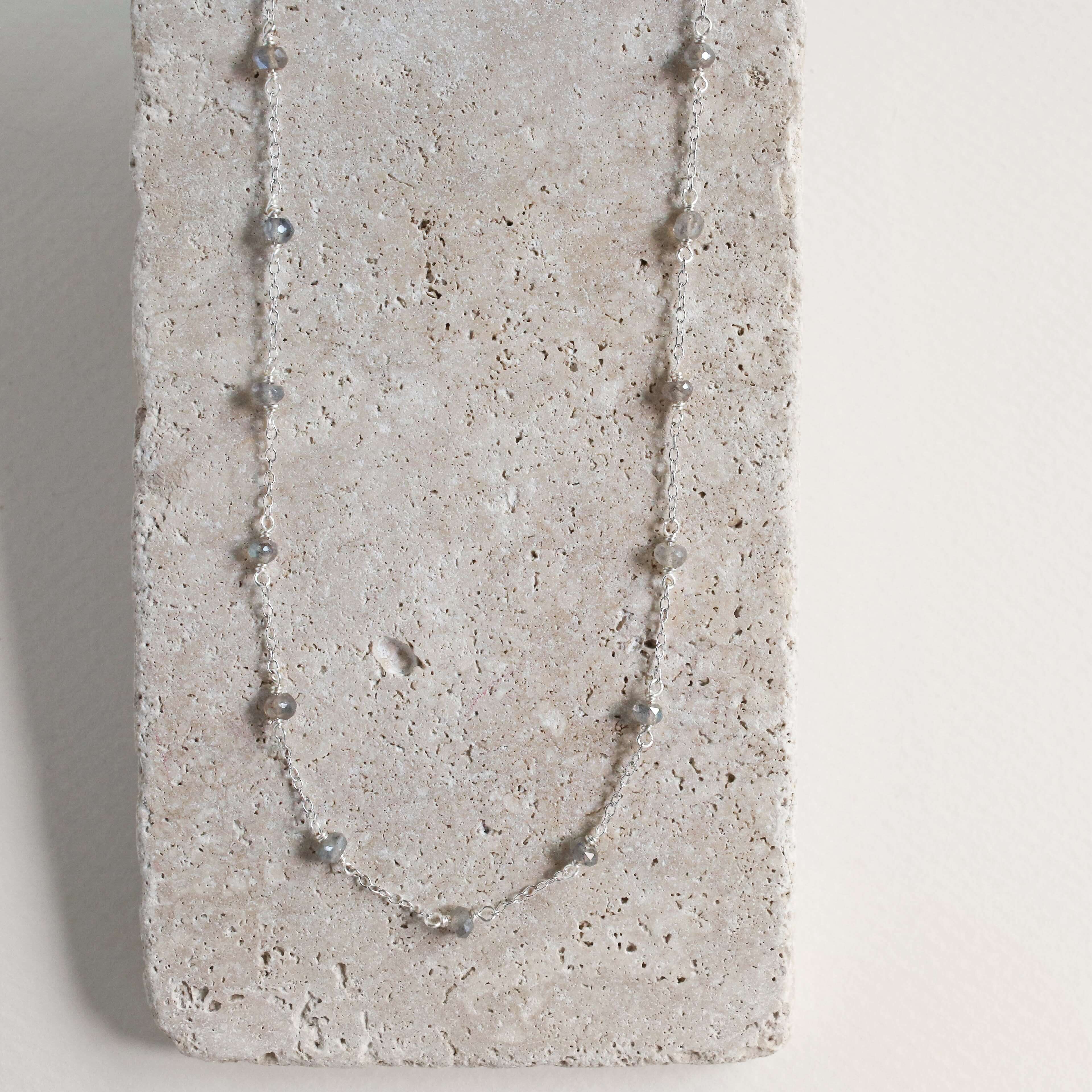 Long Labradorite Silver Layering Chain