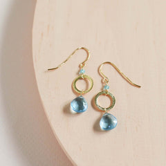 Aquamarine Quartz Gold Earrings for Women