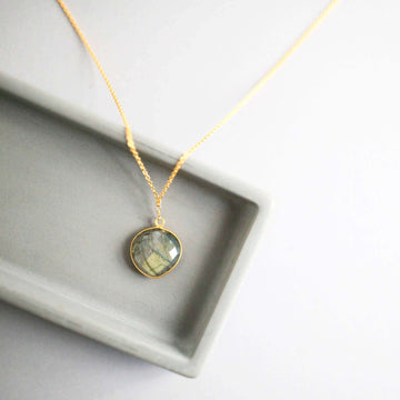 Stunning Gold  Labradorite Pendant  Necklace